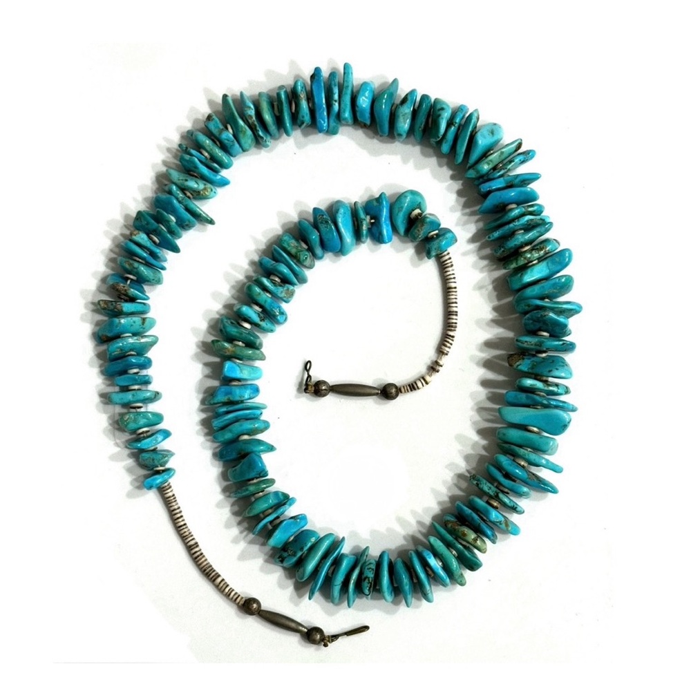 Santo Domingo (Kewa) Vintage Old Pawn Gem Grade Turquoise 36”/211 gram Necklace